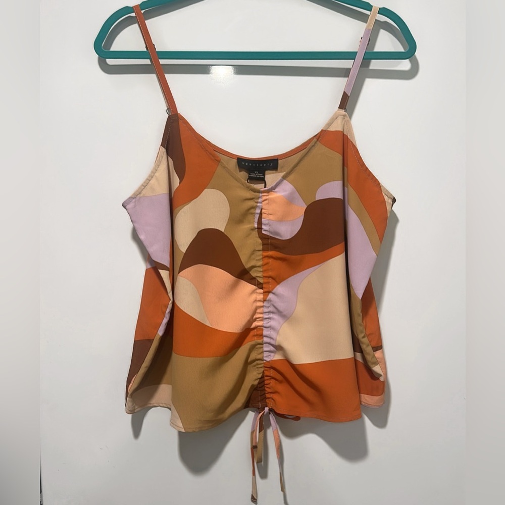 NWT Sanctuary Drawford Ruched Tie Front Camisole Blouse Size XL